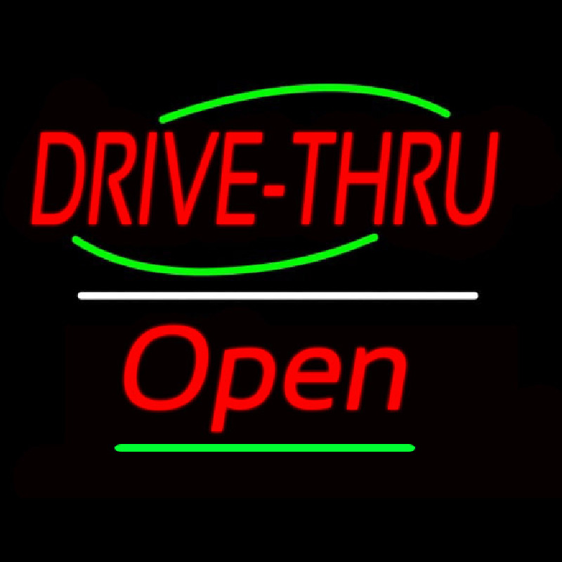 Drive Thru Open Yellow Line Neonkyltti