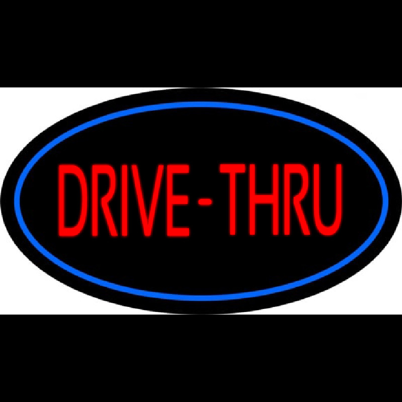 Drive Thru Oval Blue Neonkyltti