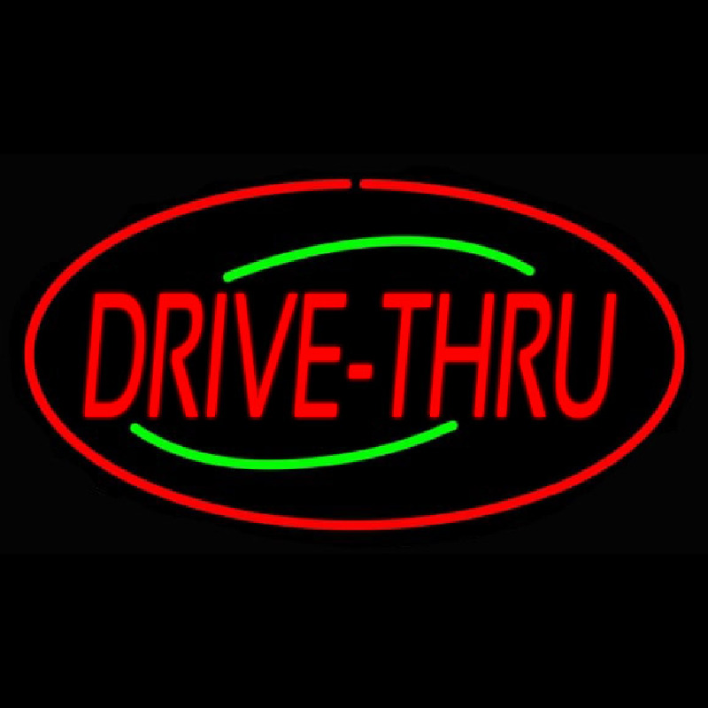 Drive Thru Oval Red Neonkyltti