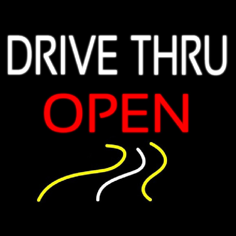 Drive Thru Red Open Neonkyltti