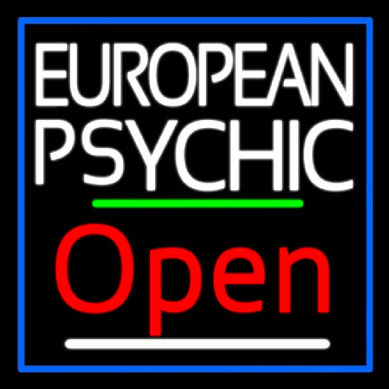 European Psychic Open Blue Border Neonkyltti
