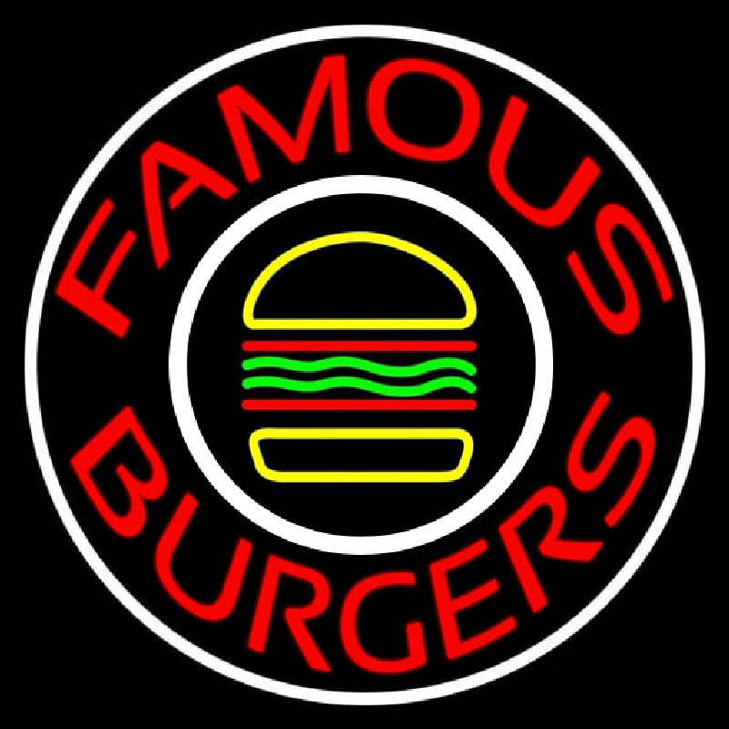 Famous Burgers Circle Neonkyltti