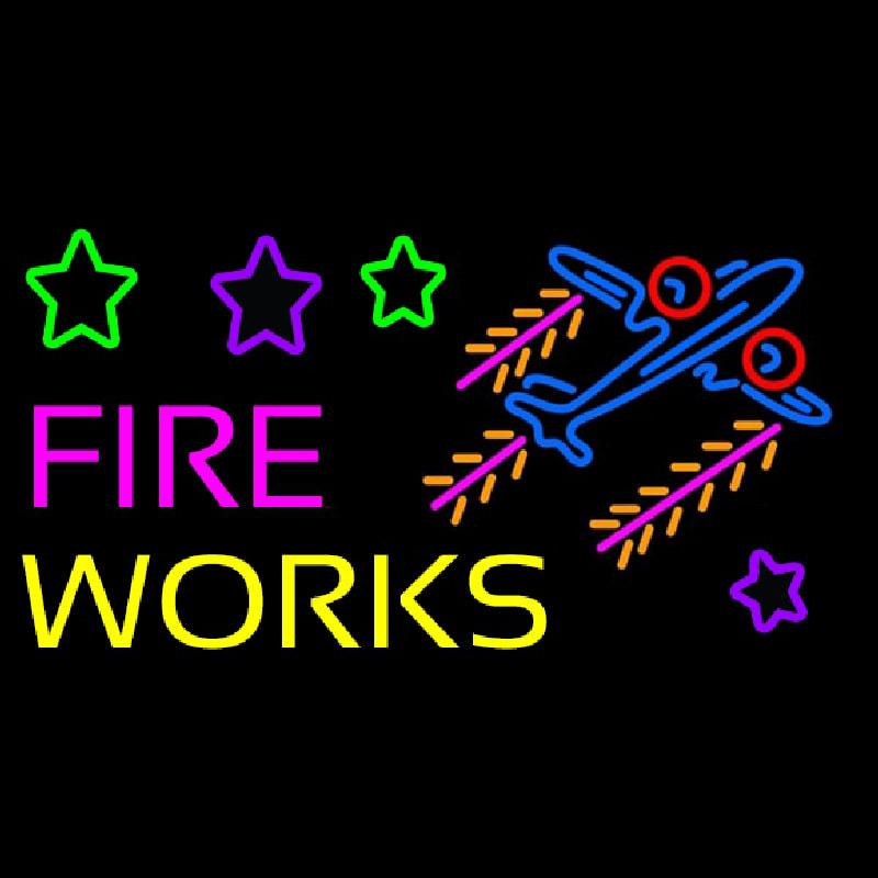 Fire Work Cartoon Logo 2 Neonkyltti