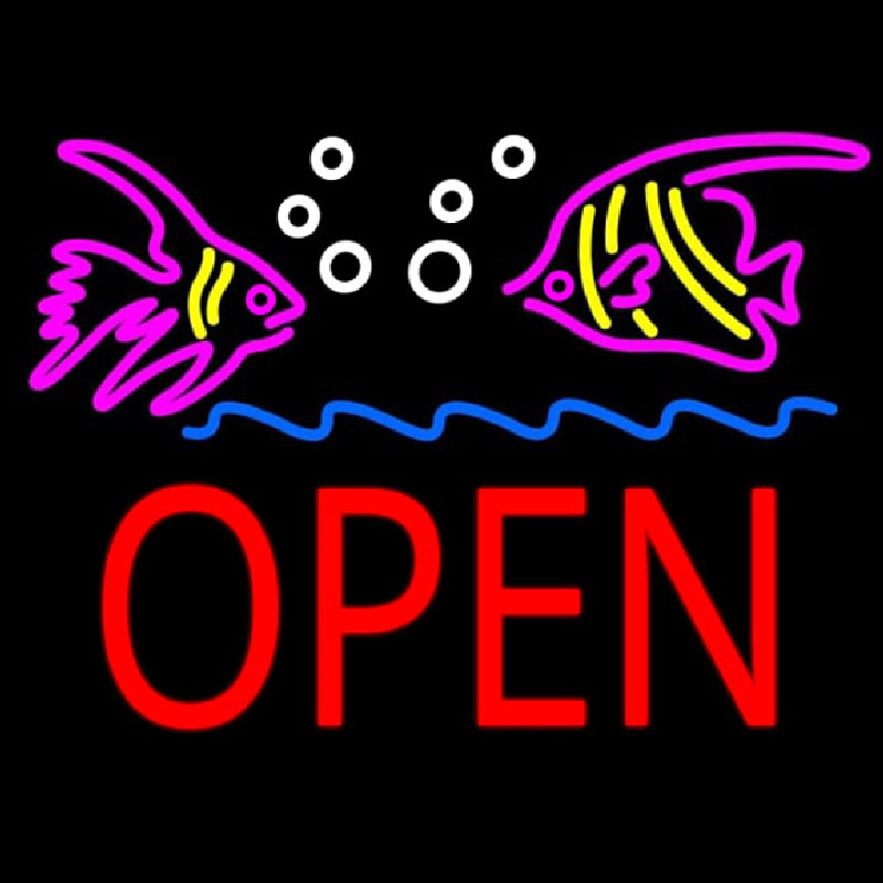 Fish Logo Block Open Neonkyltti