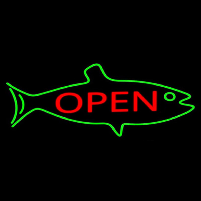 Fish Logo Open Neonkyltti