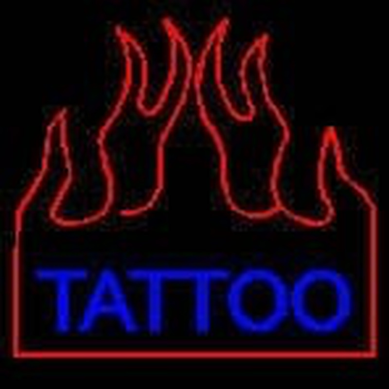 Flaming Tattoo Neonkyltti