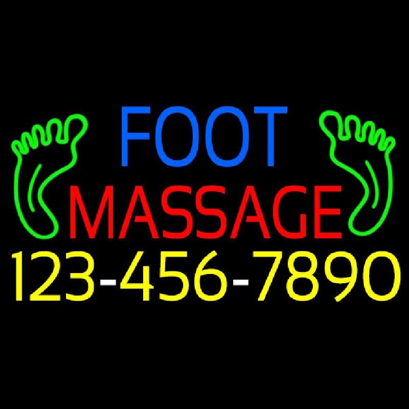 Foot Massage Logo And Number Neonkyltti