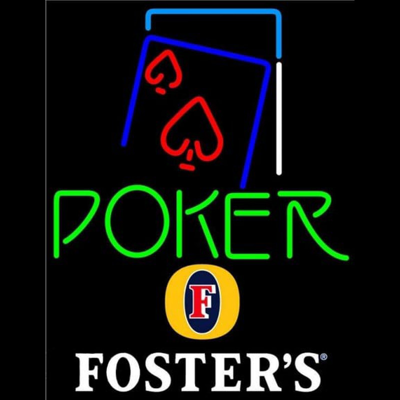 Fosters Green Poker Red Heart Beer Sign Neonkyltti