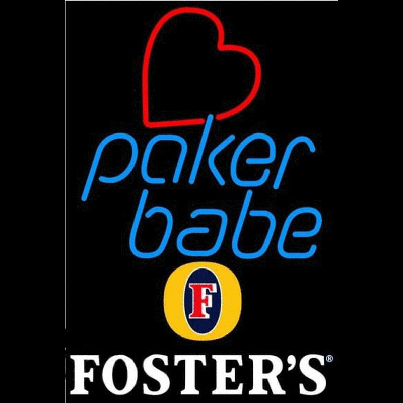 Fosters Poker Girl Heart Babe Beer Sign Neonkyltti