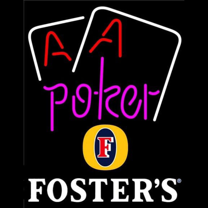 Fosters Purple Lettering Red Aces White Cards Beer Sign Neonkyltti