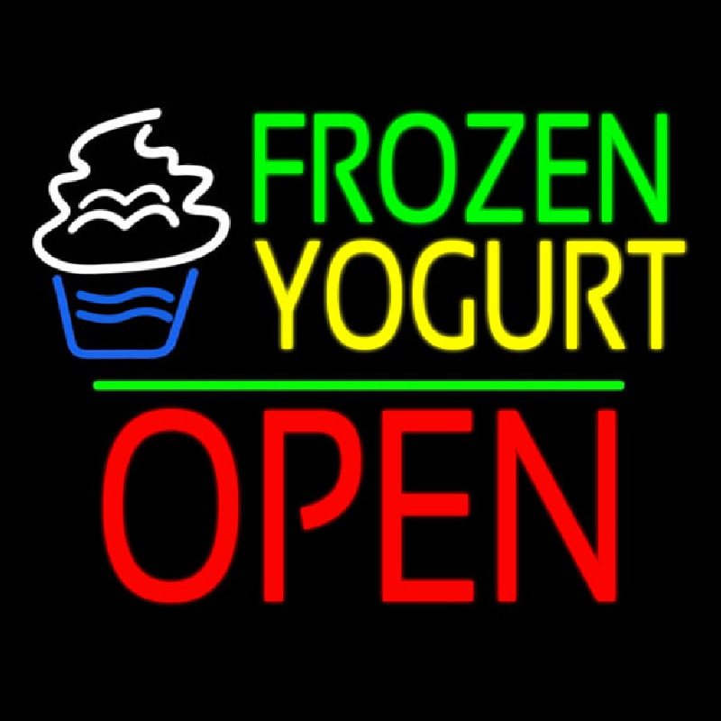 Frozen Yogurt Block Open Green Line Neonkyltti