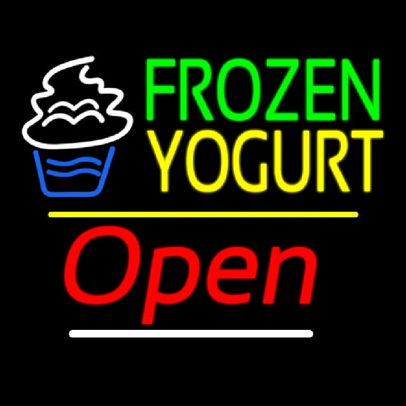 Frozen Yogurt Open Yellow Line Neonkyltti