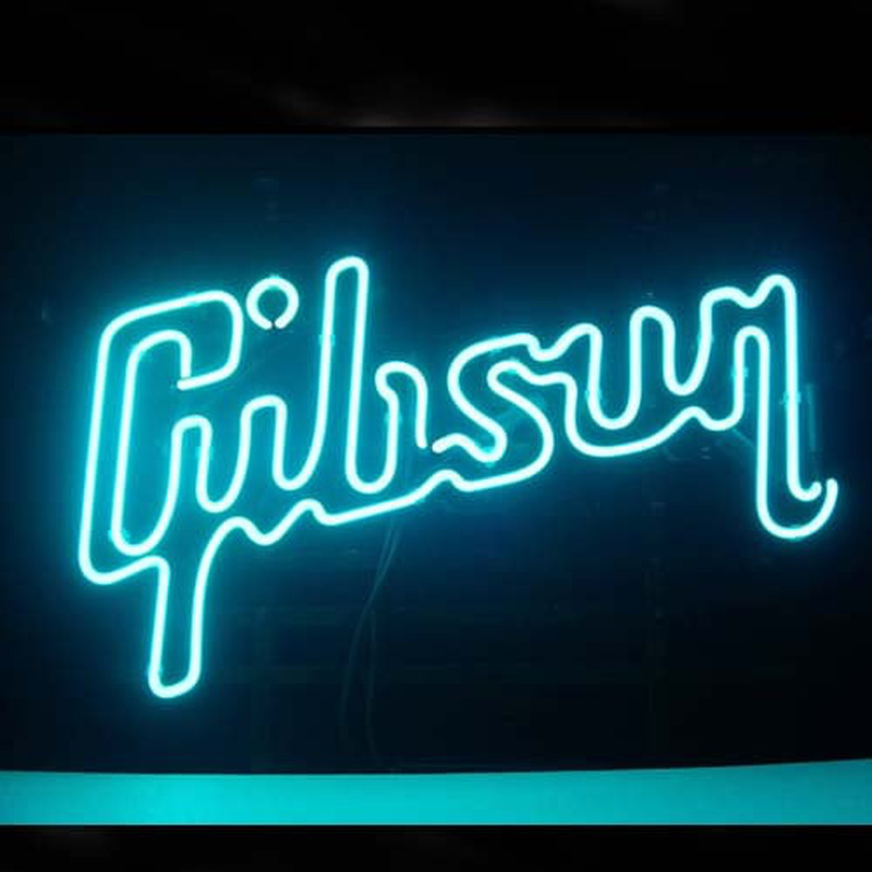 Gibson Guitar Music Olut Baari Avoinna Neonkyltti