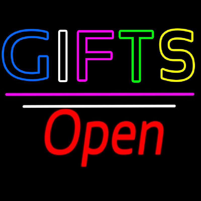 Gifts Block Open White Line Neonkyltti