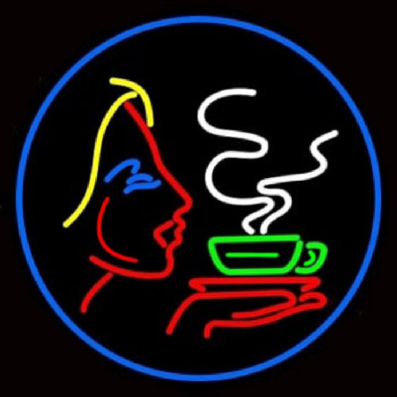 Girl Logo With Hot Coffee Neonkyltti