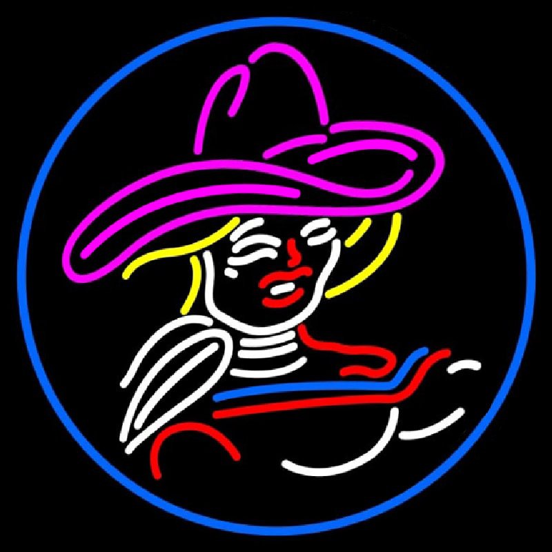 Girl With A Hat Neonkyltti