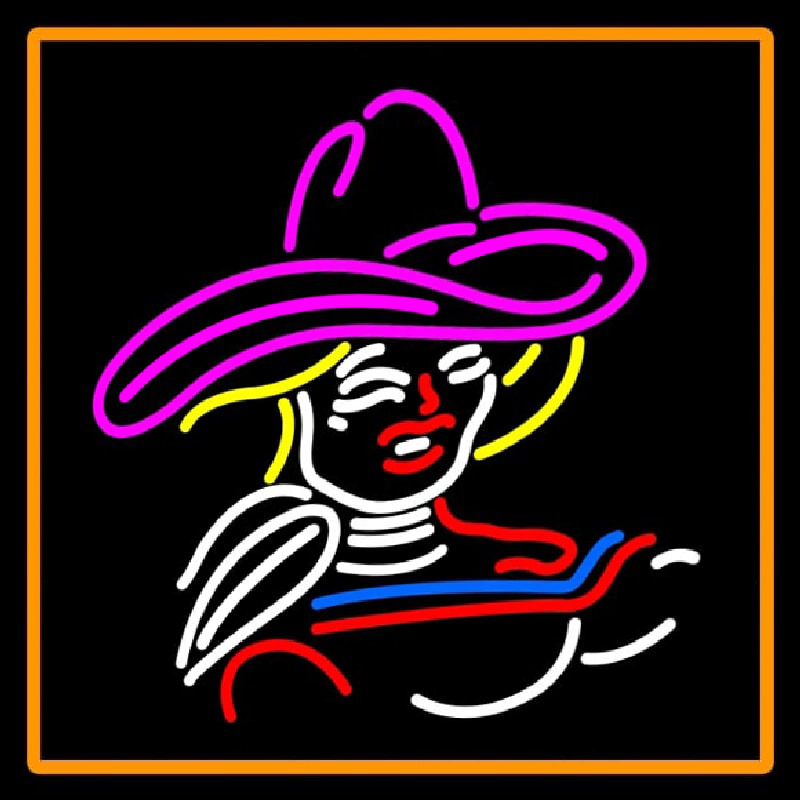 Girl With A Hat Neonkyltti