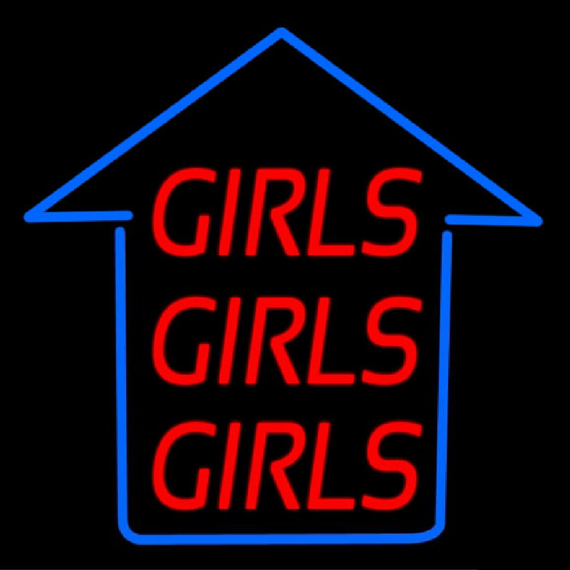 Girls Girls Girls Blue Arrow Neonkyltti
