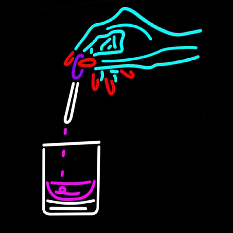 Glass With Hand Logo Neonkyltti