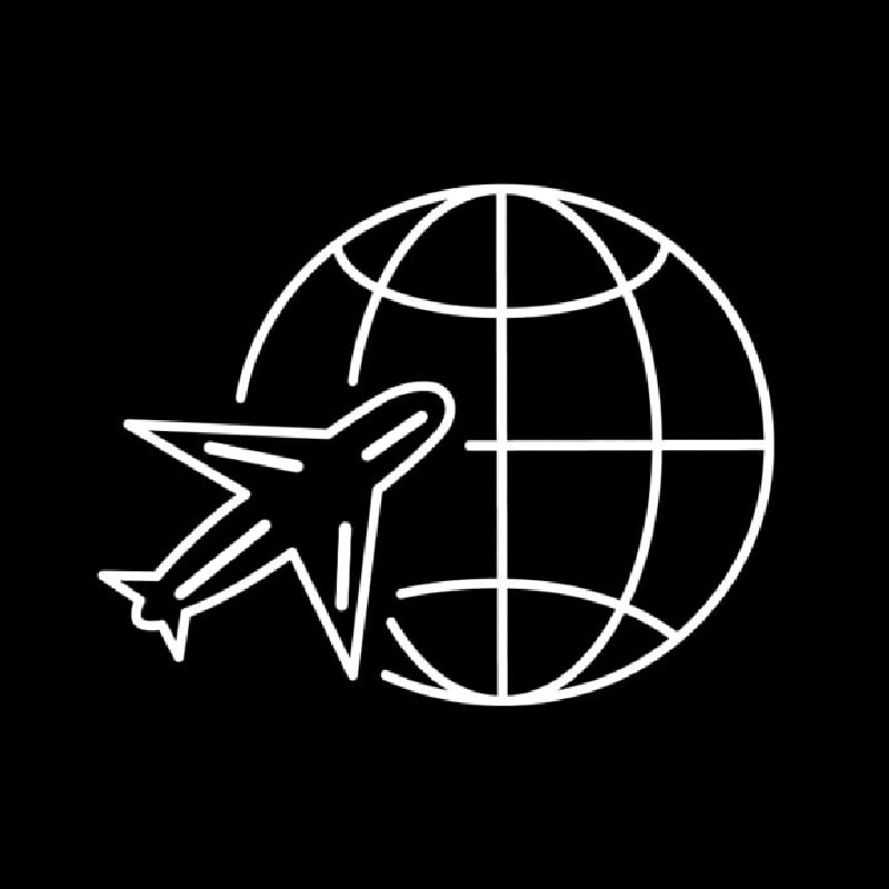 Globe Planet Travel Plane Neonkyltti