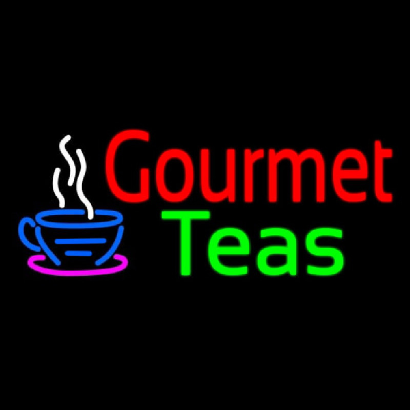 Gourmet Teas With Cup Logo Neonkyltti