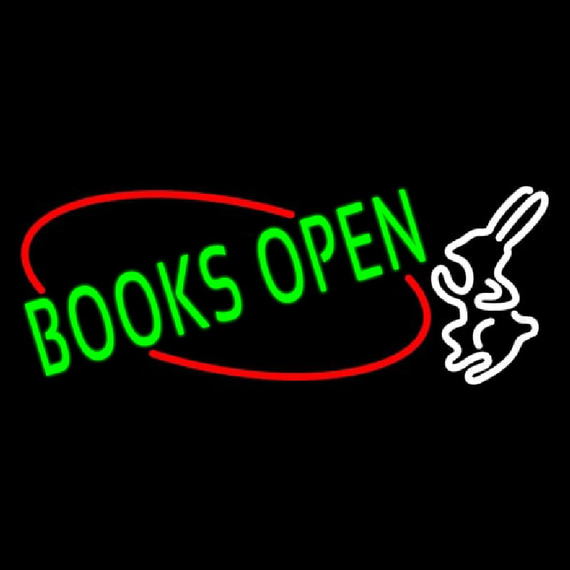 Green Books With Rabbit Logo Open Neonkyltti