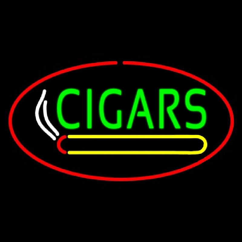 Green Cigars Logo Red Oval Neonkyltti