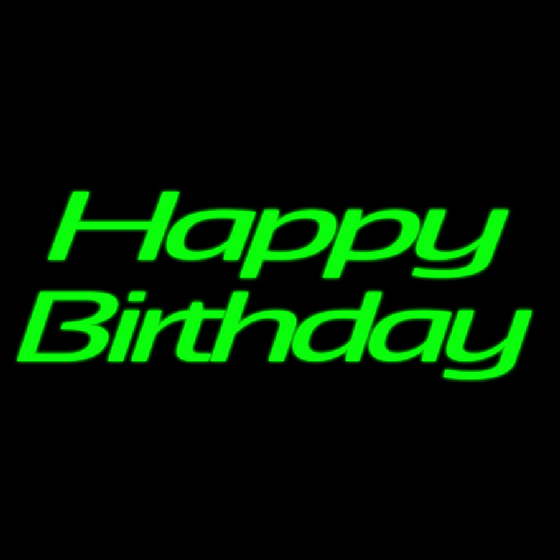 Green Cursive Happy Birthday Neonkyltti