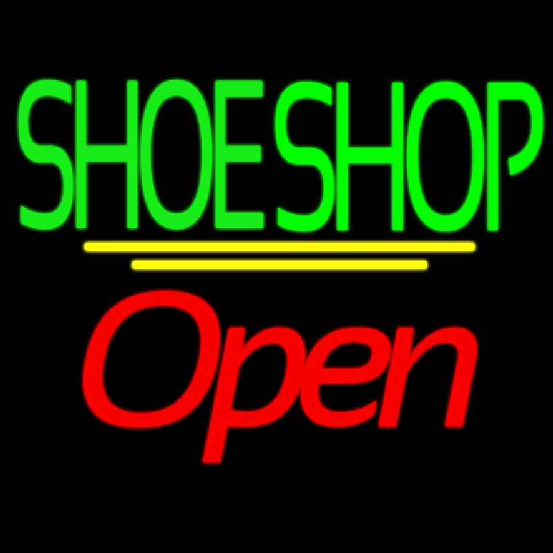 Green Double Stroke Shoe Shop Open Neonkyltti