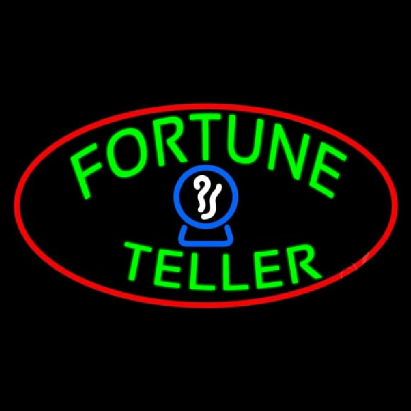 Green Fortune Teller Red Oval Neonkyltti