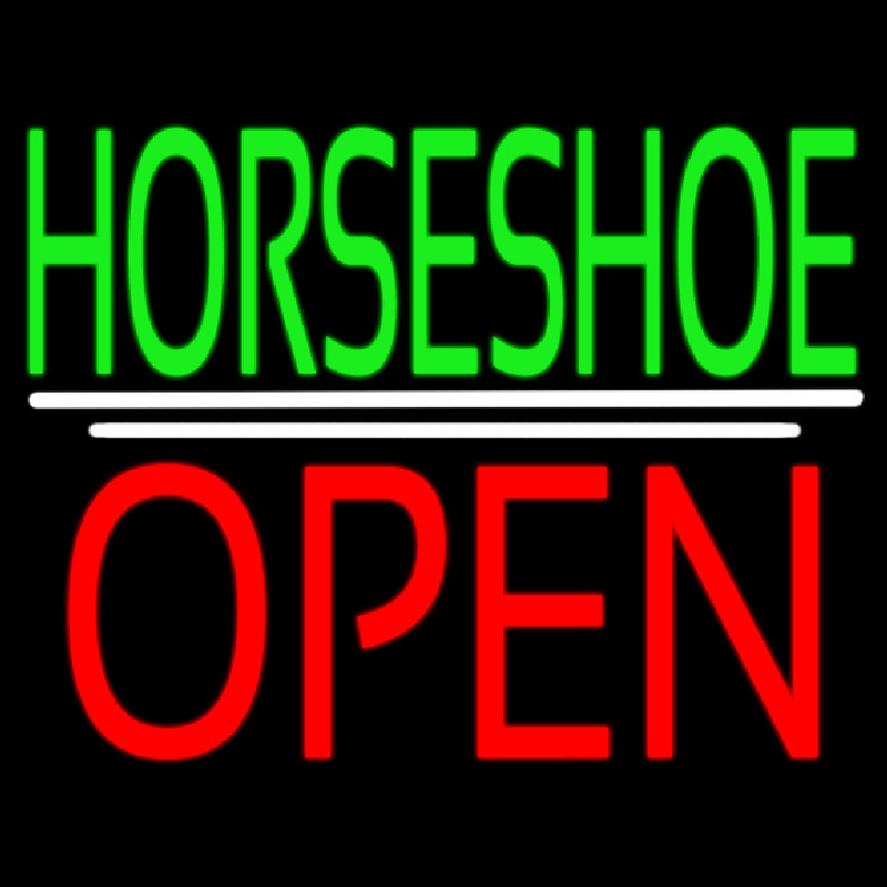 Green Horseshoe Open Neonkyltti