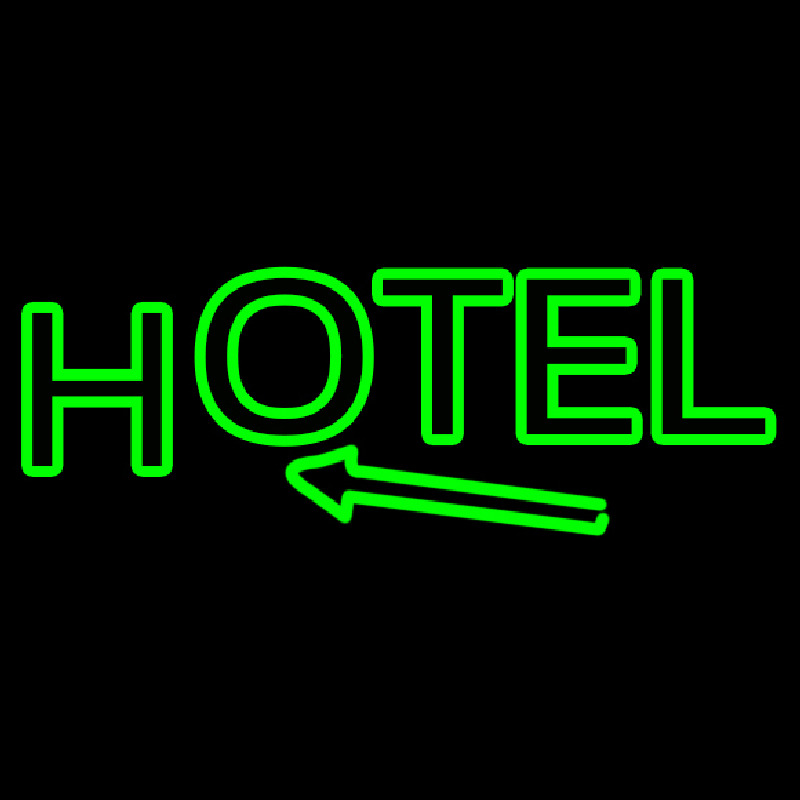 Green Hotel With Arrow Neonkyltti