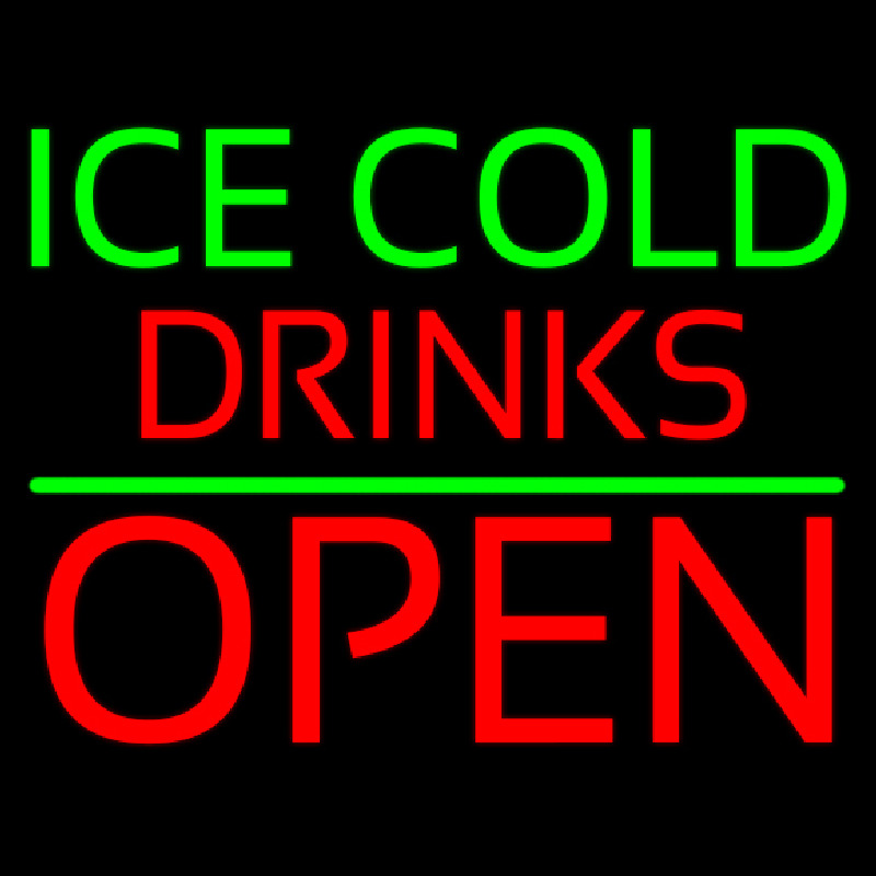 Green Ice Red Cold Drinks Open Neonkyltti