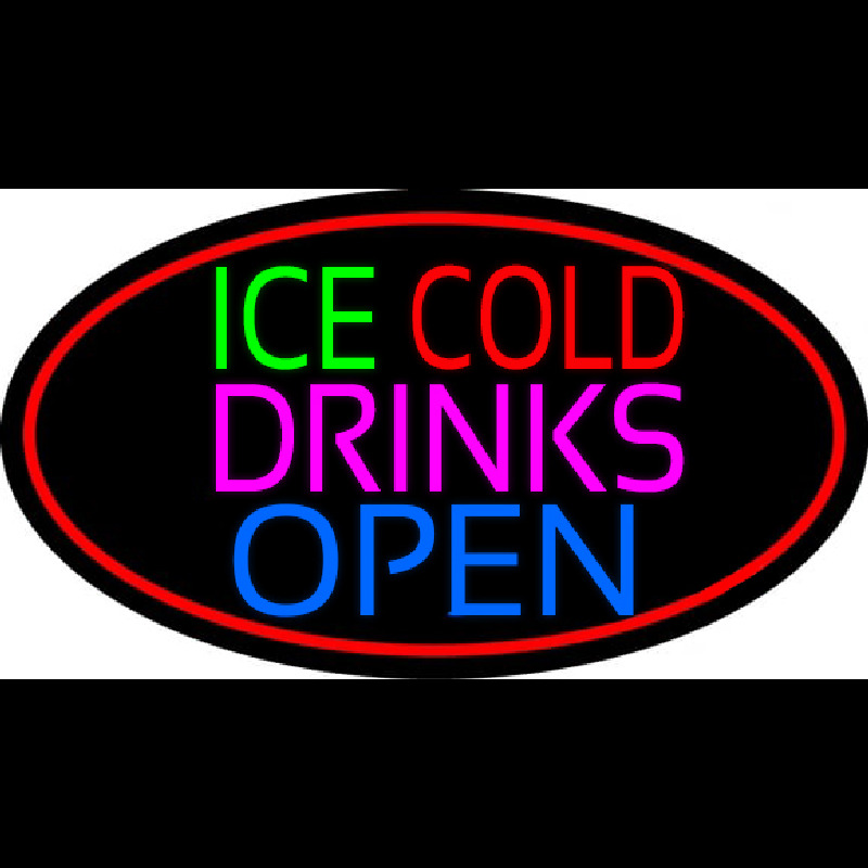 Green Ice Red Cold Drinks Open Neonkyltti