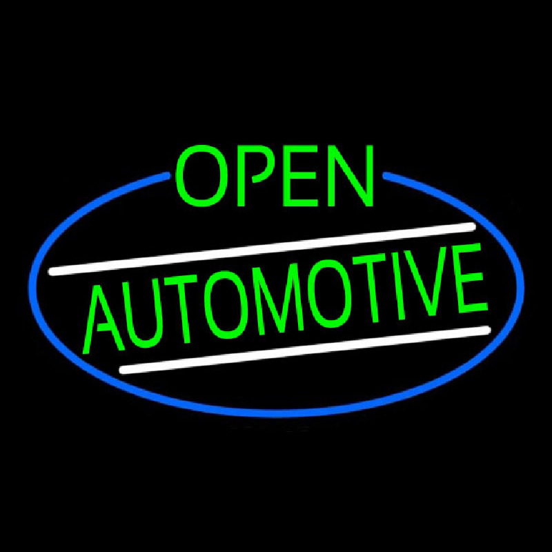 Green Open Automotive Oval With Blue Border Neonkyltti