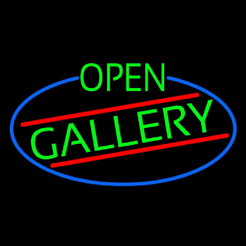 Green Open Gallery Oval With Blue Border Neonkyltti