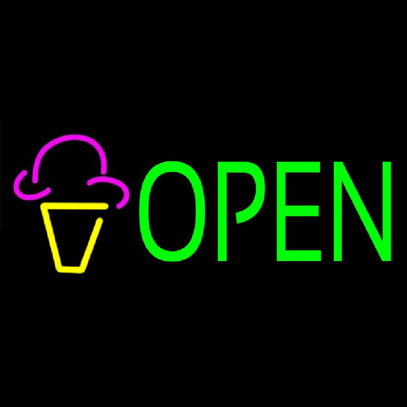 Green Open Ice Cream Cone Neonkyltti