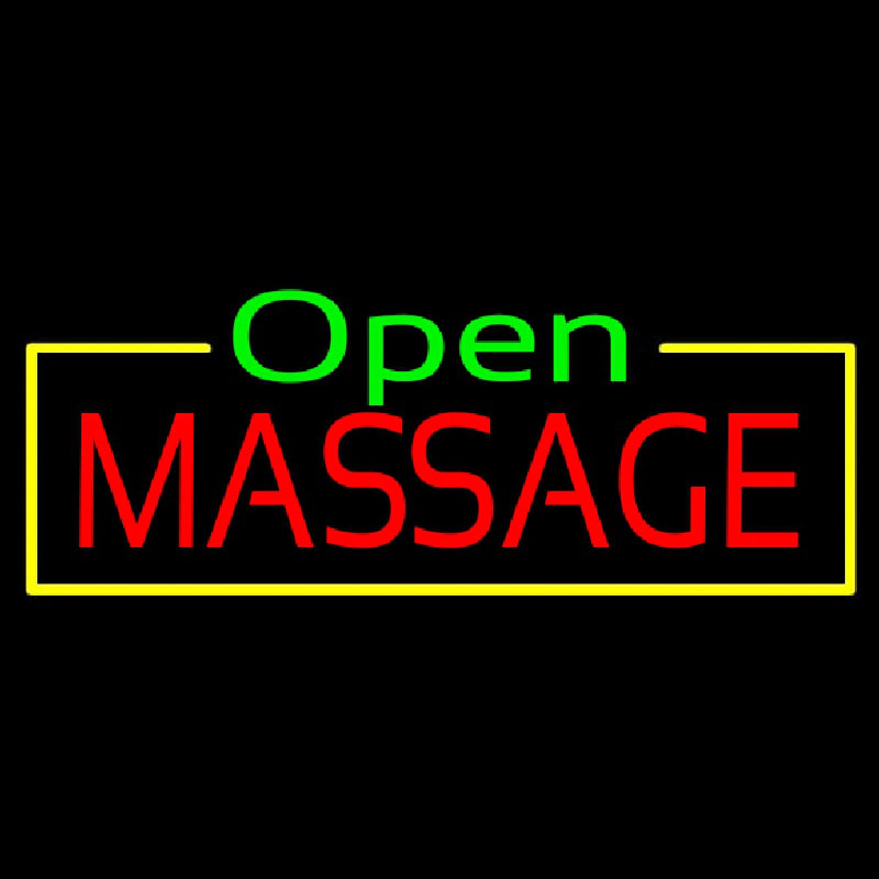 Green Open Red Massage Yellow Border Neonkyltti
