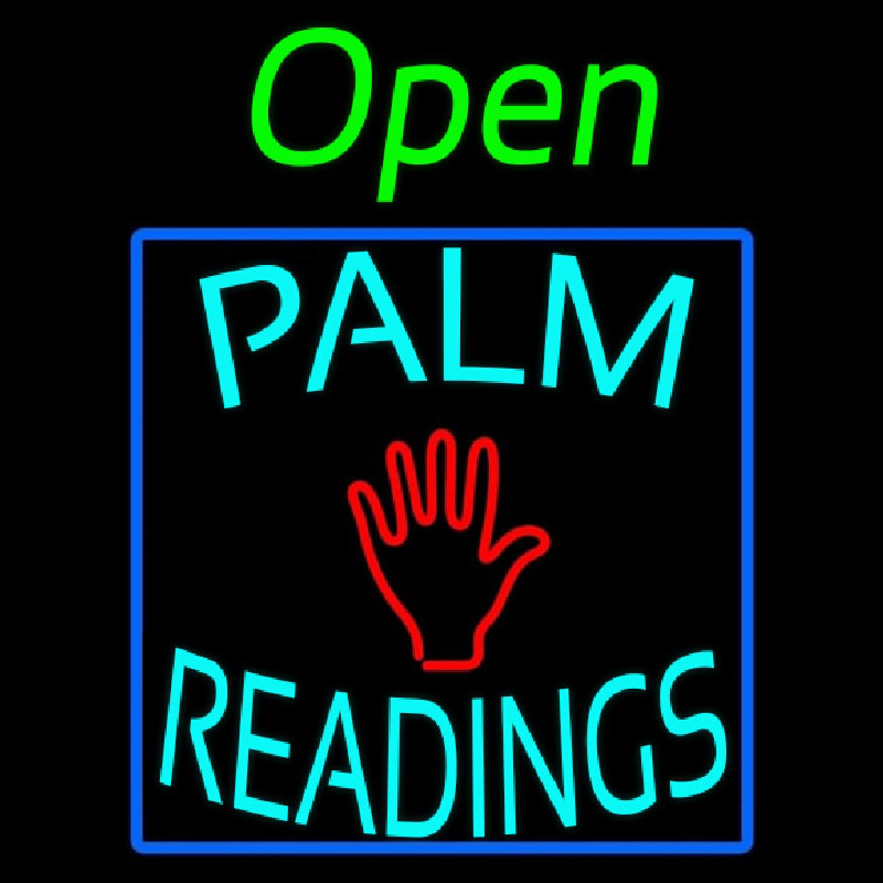 Green Open Turquoise Palm Readings Blue Border Neonkyltti