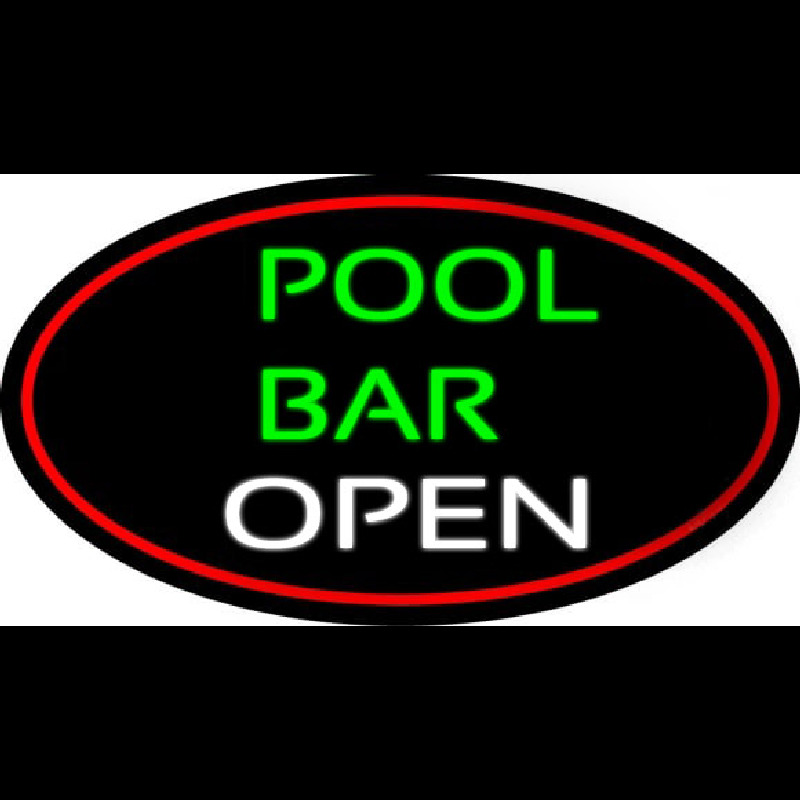 Green Pool Bar Open Oval With Red Border Neonkyltti