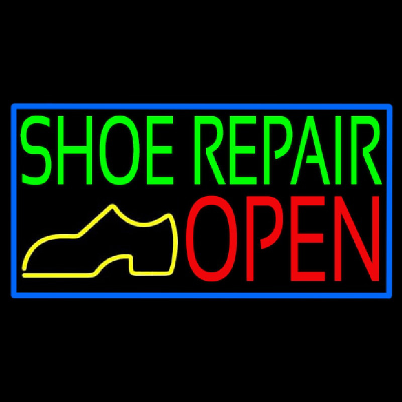 Green Shoe Repair Open With Border Neonkyltti