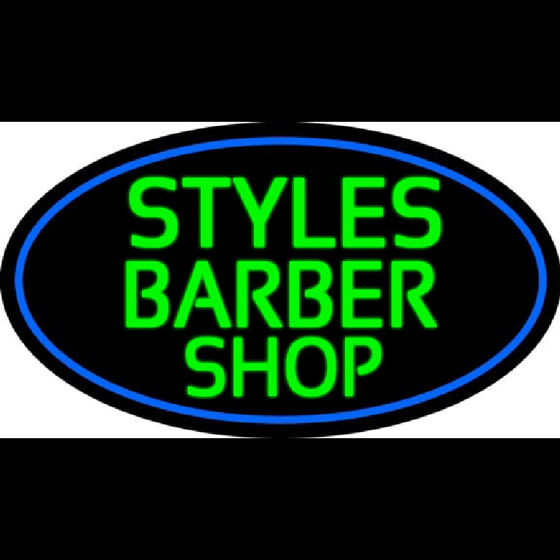 Green Styles Barber Shop With Blue Border Neonkyltti