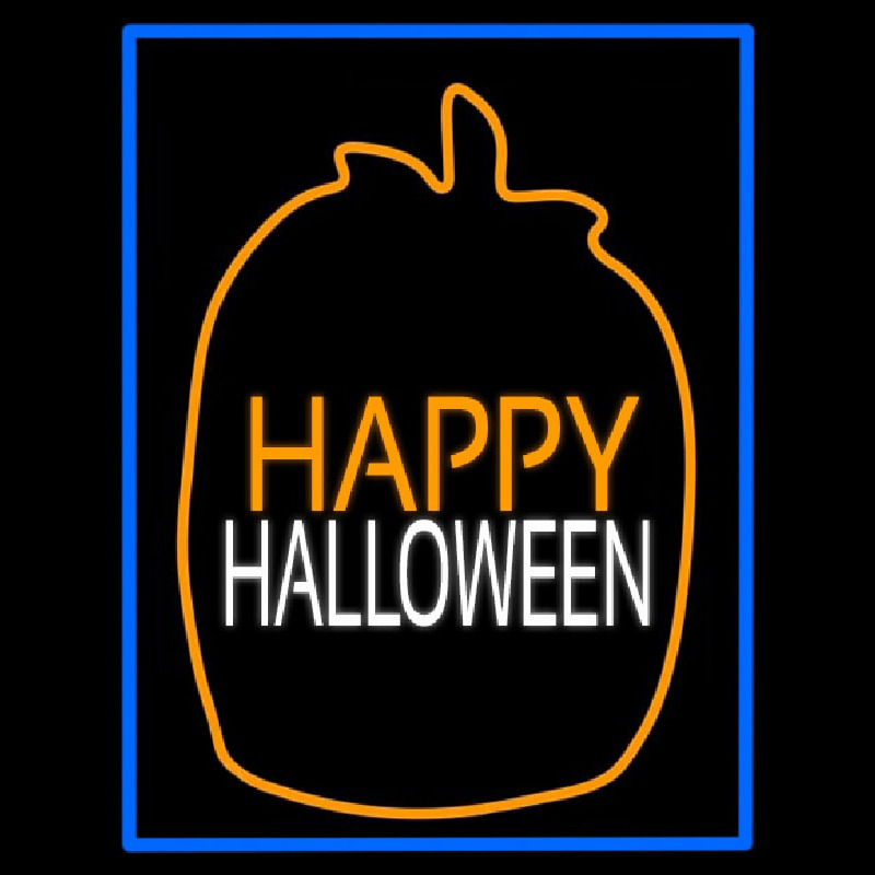 Happy Halloween With Blue Border Neonkyltti