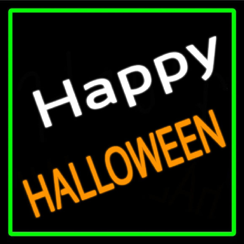 Happy Halloween With Green Border Neonkyltti