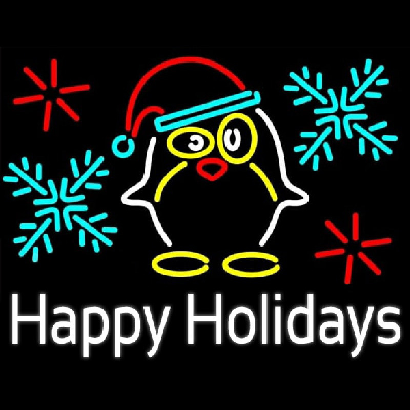 Happy Holidays With Snow Man Logo Neonkyltti
