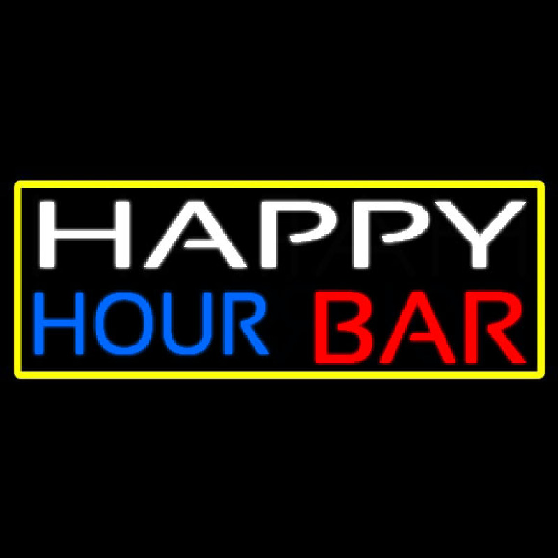 Happy Hour Bar With Yellow Border Neonkyltti