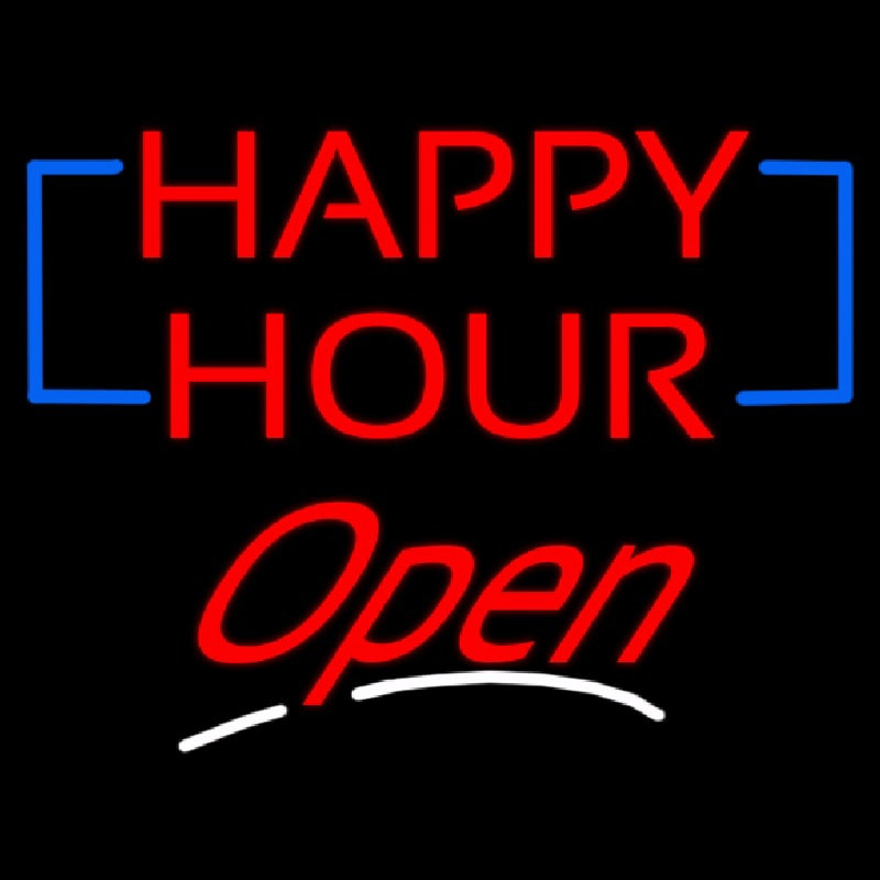 Happy Hour Cursive Open Neonkyltti