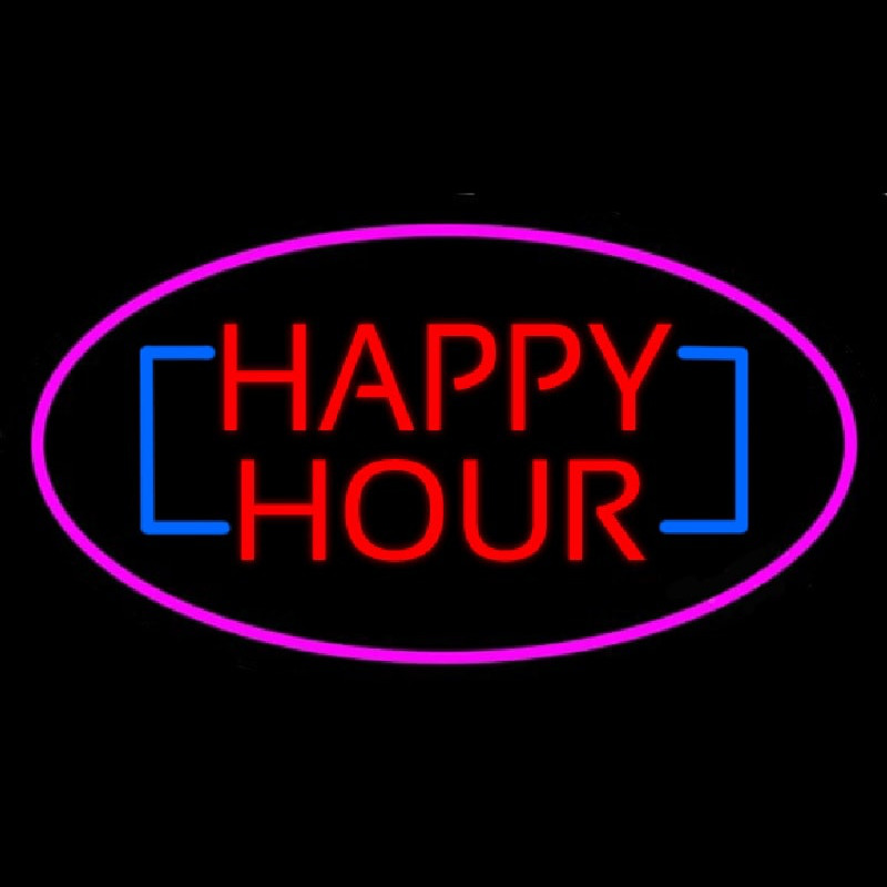 Happy Hour Oval Pink Neonkyltti