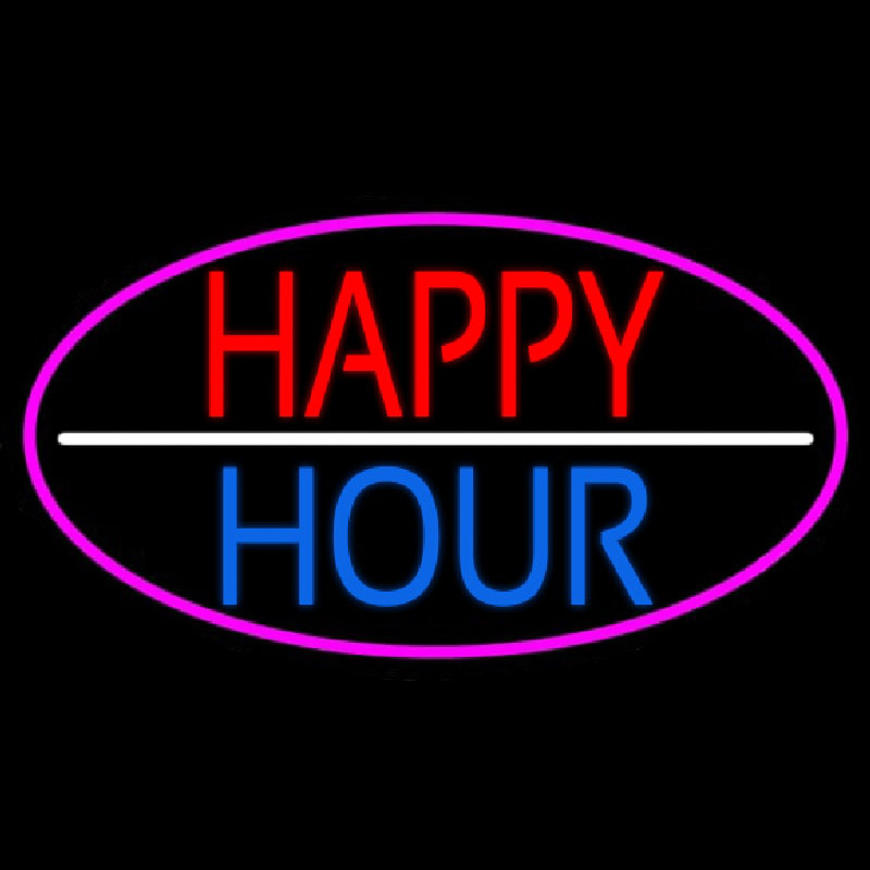 Happy Hour Oval With Pink Border Neonkyltti