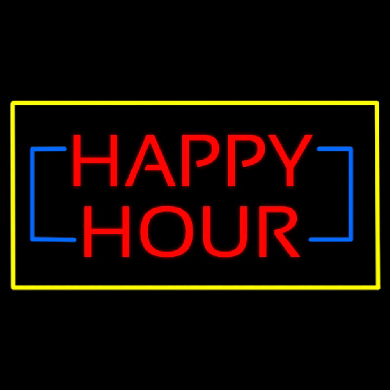 Happy Hour Rectangle Yellow Neonkyltti